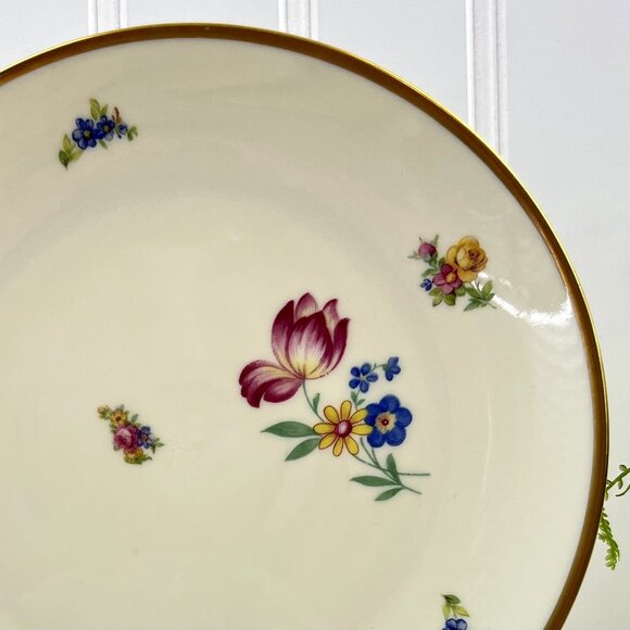 Vintage Hackefors 4 Dessert Bread Plates 32 Porslin Sweden Gold Trimmed Floral - Picture 5 of 9
